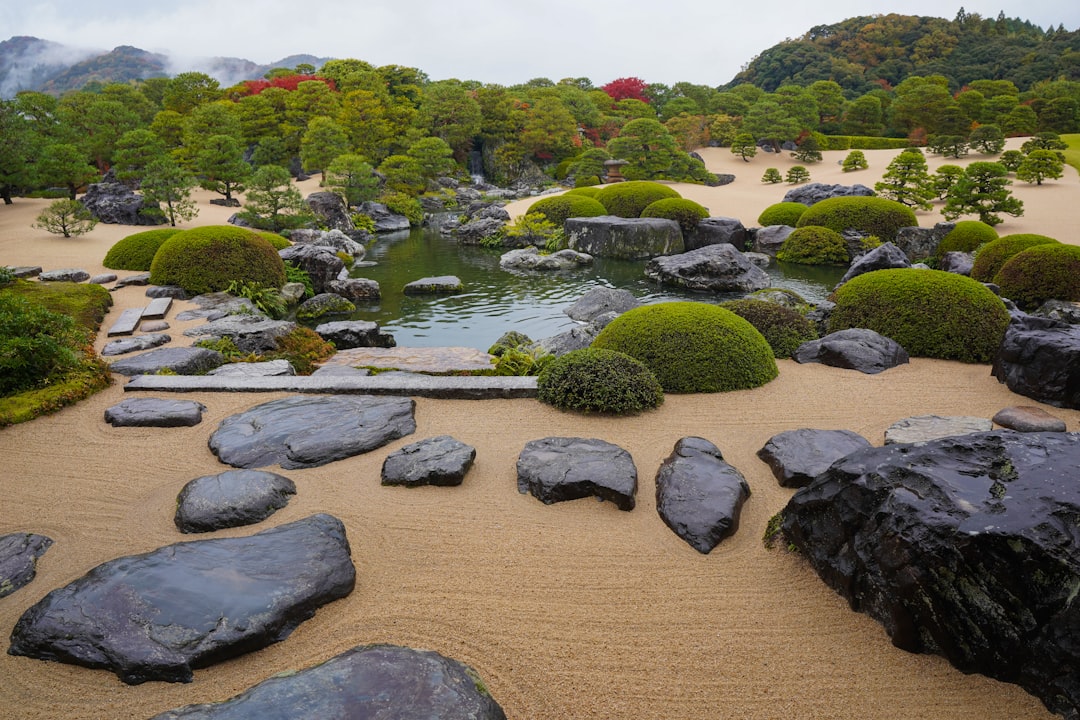 Pond and Rock Landscape in a Japanese Garden