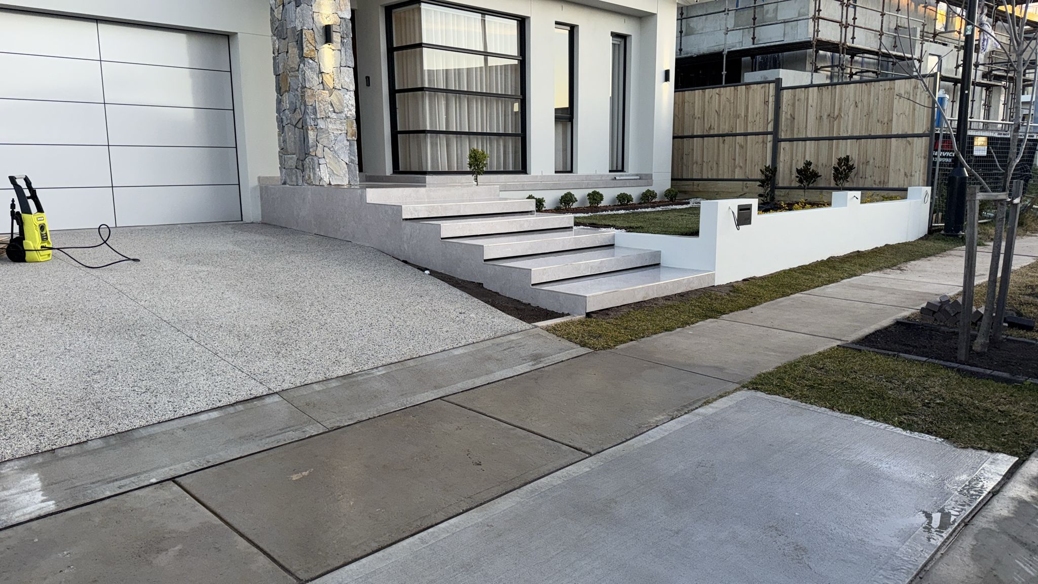 Front yard garden bed installation