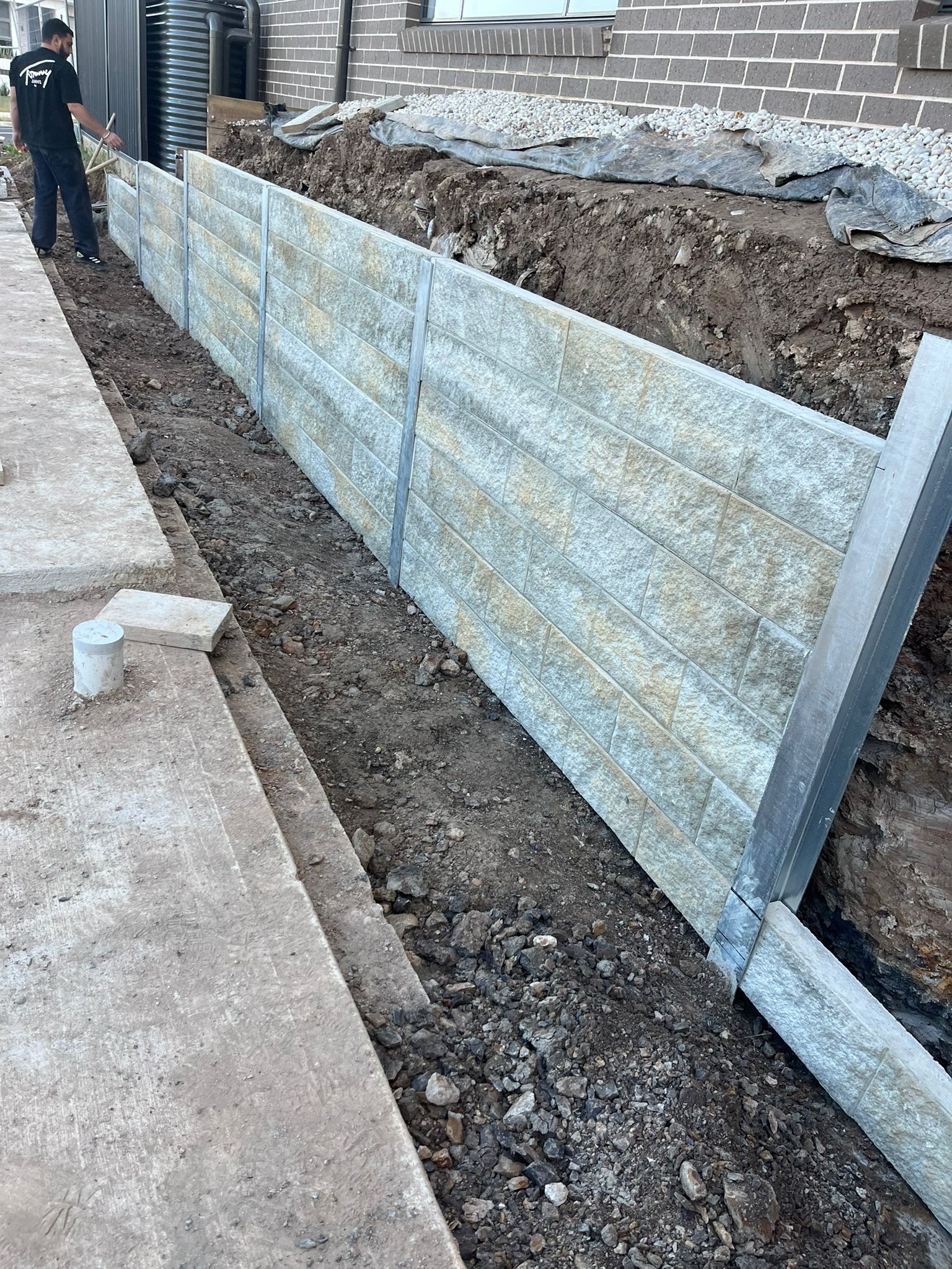Structural retaining wall work